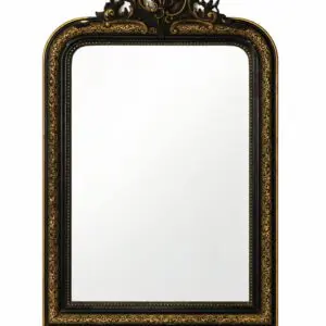 Fransk dekorativ spegel i svart & guld – antik stil med ornament