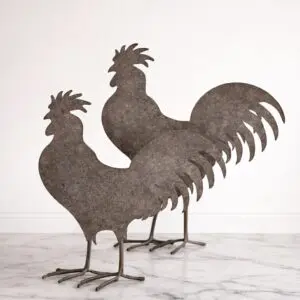 Dekorativ tupp i metall – liten eller stor