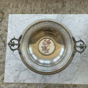 Serveringsfat på fot med handtag – vintage