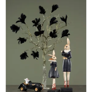 Fjäder Trådad Blom Svart